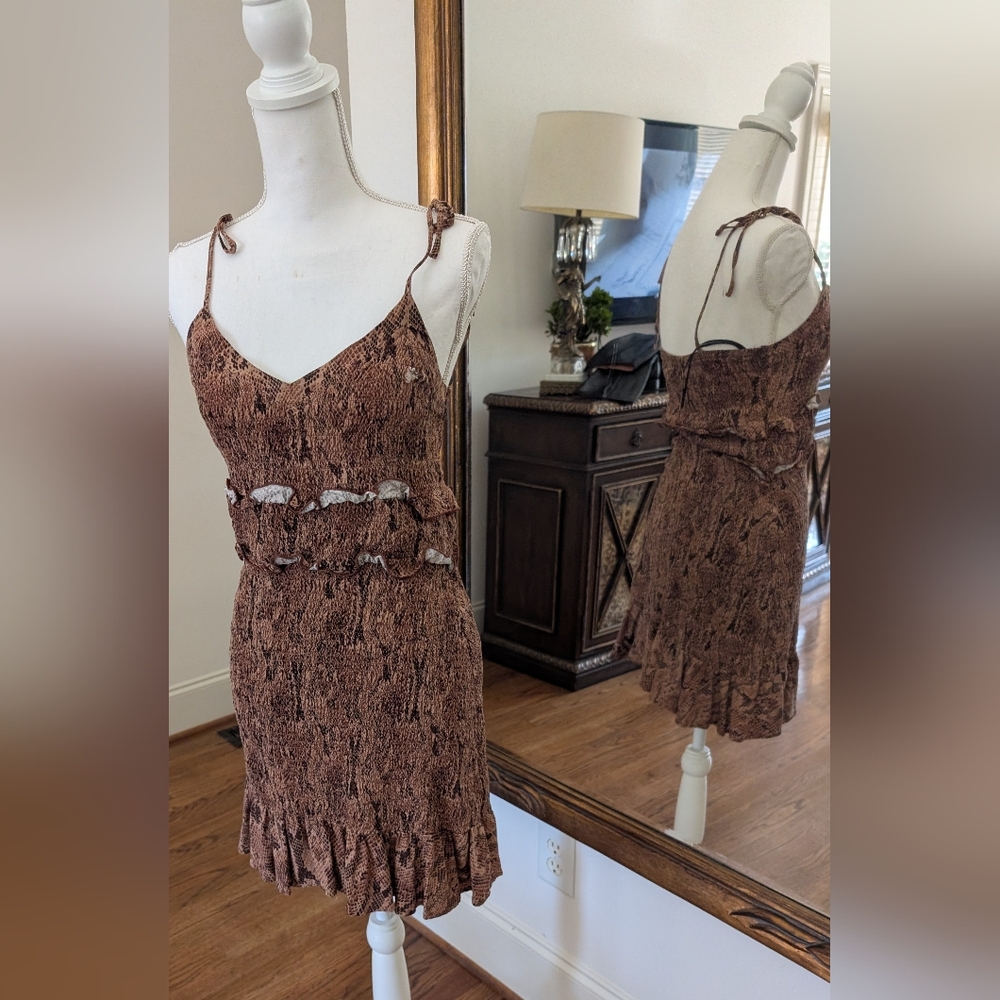 Express Brown Textured Mini Dress